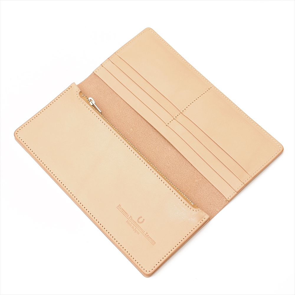 OM-371 栃木レザーナチュラルヌメ牛革シンプルロングウォレット – 馬蹄