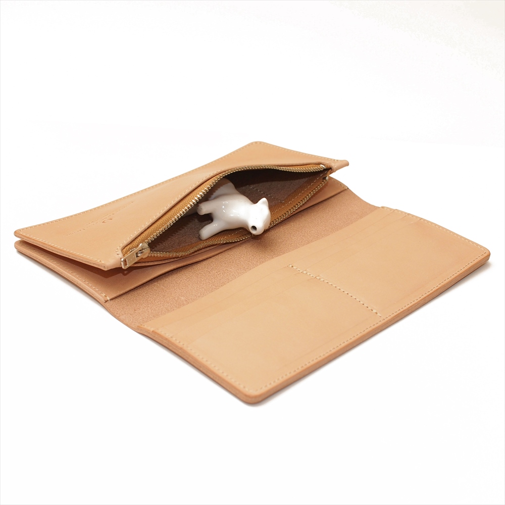 OM-371 栃木レザーナチュラルヌメ牛革シンプルロングウォレット – 馬蹄